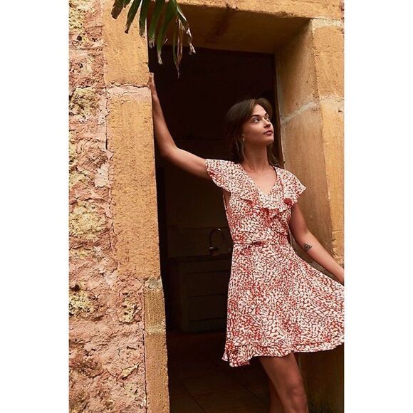 Free People French Quarter Wrap Mini Dress Size L - Picture 1 of 6
